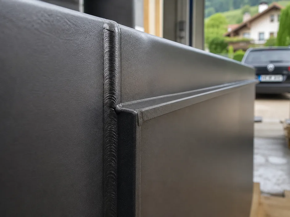 Extrusionsschweißnaht in der Polypropylenwand eines Schwimmbeckens